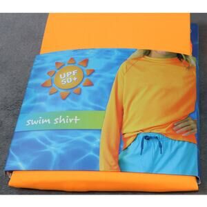 ABG Swim Shirt Youth Small 5/6 Orange UPF 50+ Rash Guard Long Sleeve Classic Fit